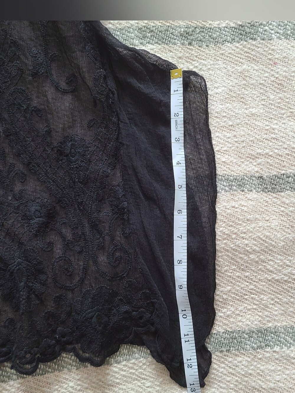 Black Sheer Embroidered Long-Sleeve Top - Picture 13 of 16